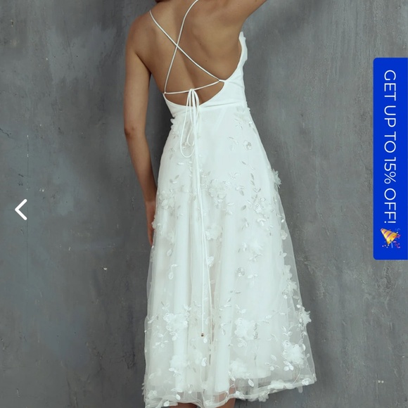 Selfie Leslie 	Floating By Pleated Neckline Mesh Midi Dress - Picture 2 of 5